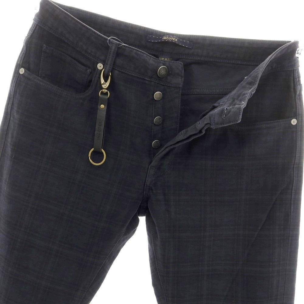 【新品】インコテックス ブルーディヴィジョン INCOTEX BLUE DIVISION Slim ストレッチコットン 5ポケットパンツ ダークネイビー系【 33 】【 状態ランクN 】【 メンズ 】