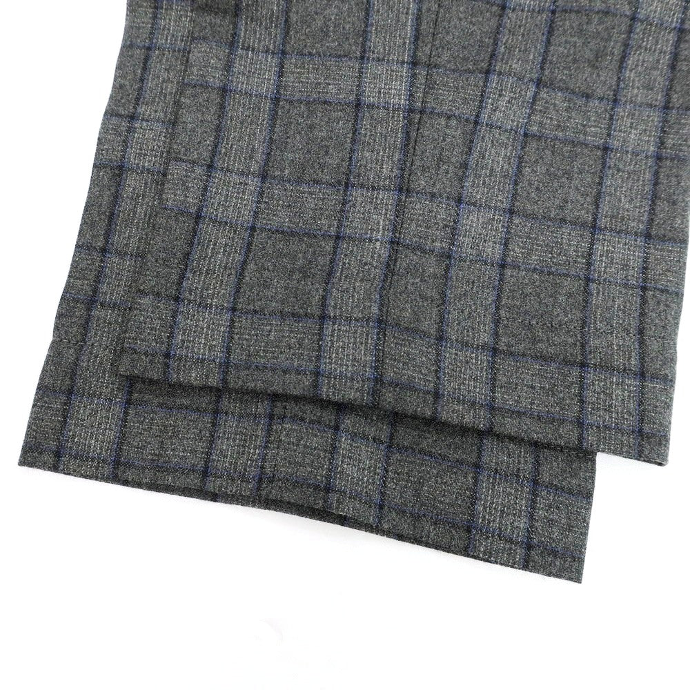 【新品】インコテックス INCOTEX ウールカシミヤ チェック イージースラックスパンツ ダークグレーxブルー【 48 】【 状態ランクN 】【 メンズ 】