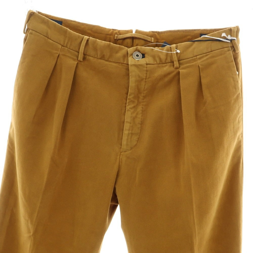 【新品】インコテックス INCOTEX ストレッチ コットン モールスキン カジュアルスラックスパンツ イエローオーカー【 48 】【 状態ランクN 】【 メンズ 】