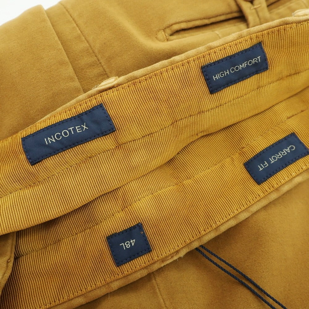 【新品】インコテックス INCOTEX ストレッチ コットン モールスキン カジュアルスラックスパンツ イエローオーカー【 48 】【 状態ランクN 】【 メンズ 】