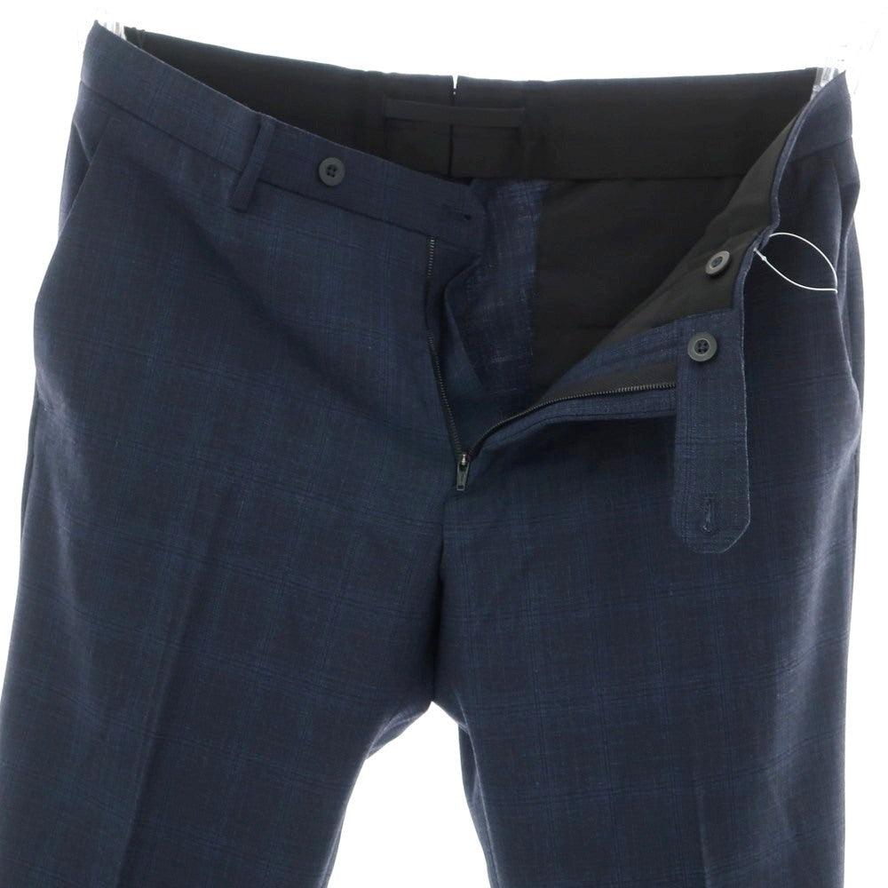 【新品】インコテックス スローウェア INCOTEX SLOWEAR TEKNOSARTORIAL ストレッチ ポリエステルウール チェック ドレススラックスパンツ ネイビーxブラック【 50 】【 状態ランクN 】【 メンズ 】