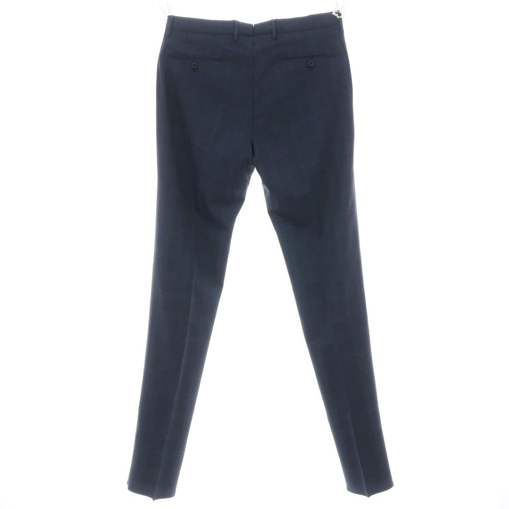 【新品】インコテックス スローウェア INCOTEX SLOWEAR TEKNOSARTORIAL ストレッチ ポリエステルウール チェック ドレススラックスパンツ ネイビーxブラック【 50 】【 状態ランクN 】【 メンズ 】