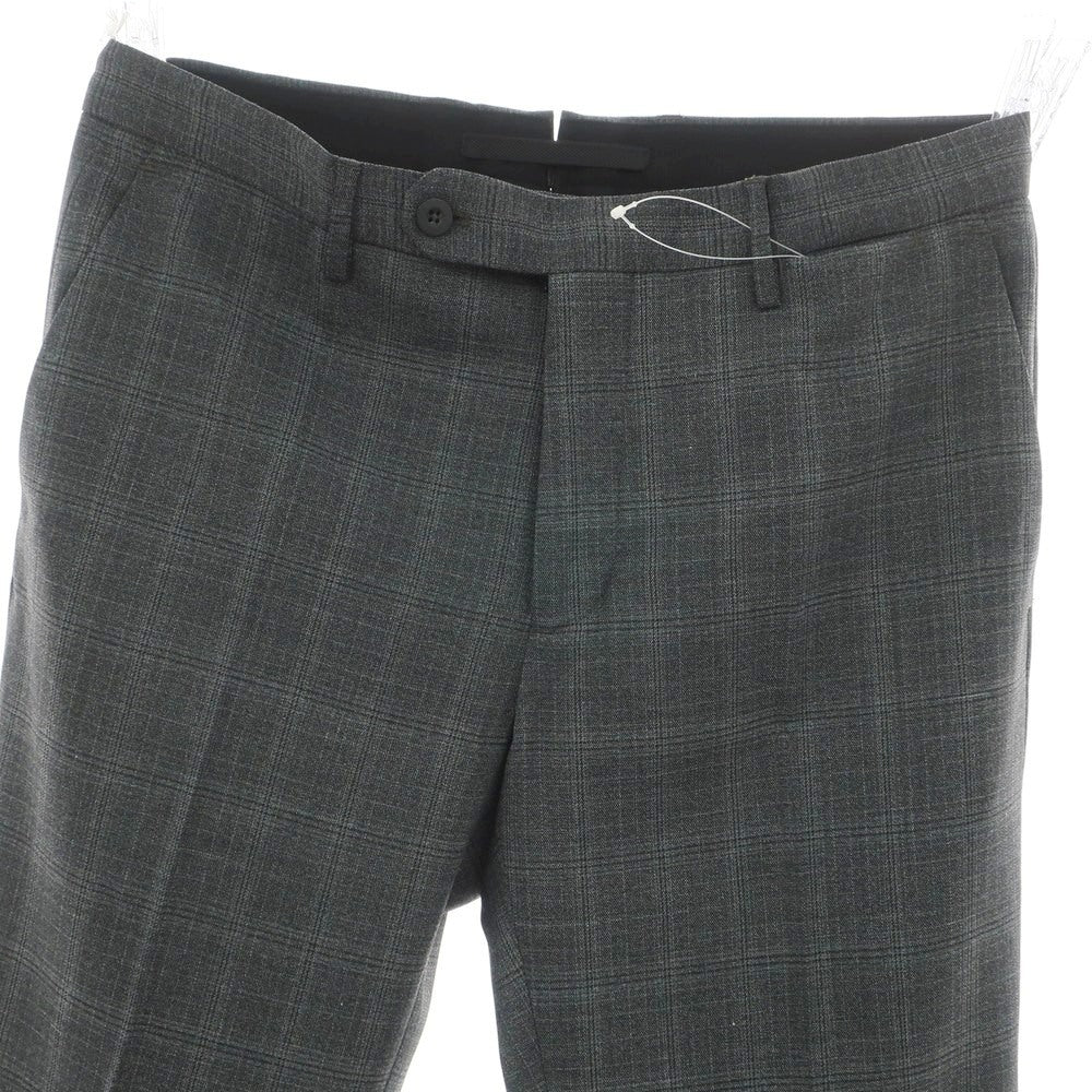 【新品】インコテックス スローウェア INCOTEX SLOWEAR TEKNOSARTORIAL ストレッチ ポリエステルウール チェック ドレススラックスパンツ ダークグレーxブラック【 48 】【 状態ランクN 】【 メンズ 】