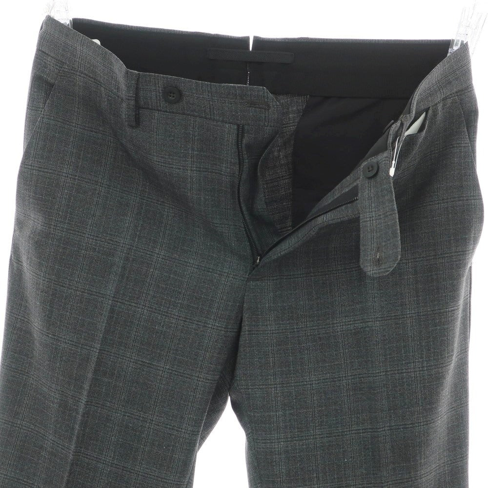 【新品】インコテックス スローウェア INCOTEX SLOWEAR TEKNOSARTORIAL ストレッチ ポリエステルウール チェック ドレススラックスパンツ ダークグレーxブラック【 48 】【 状態ランクN 】【 メンズ 】