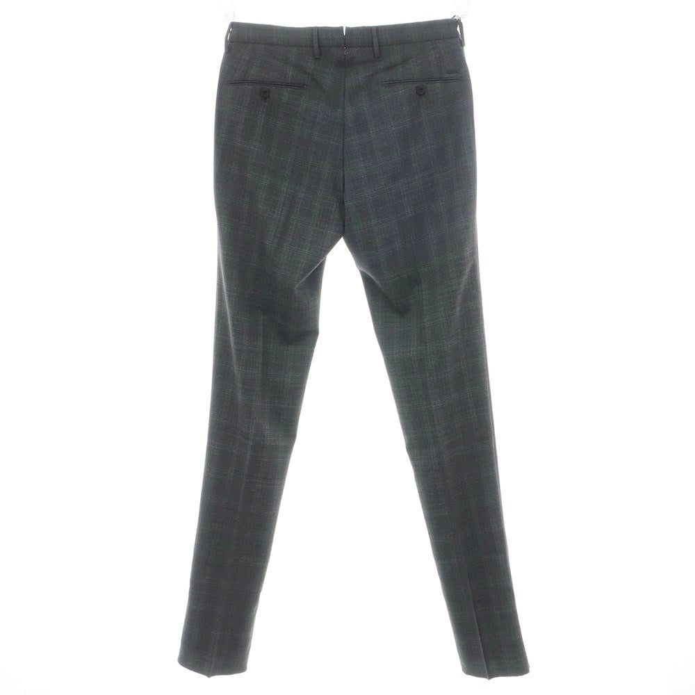 【新品】インコテックス スローウェア INCOTEX SLOWEAR TEKNOSARTORIAL ストレッチ ポリエステルウール チェック ドレススラックスパンツ ダークグレーxブラック【 48 】【 状態ランクN 】【 メンズ 】