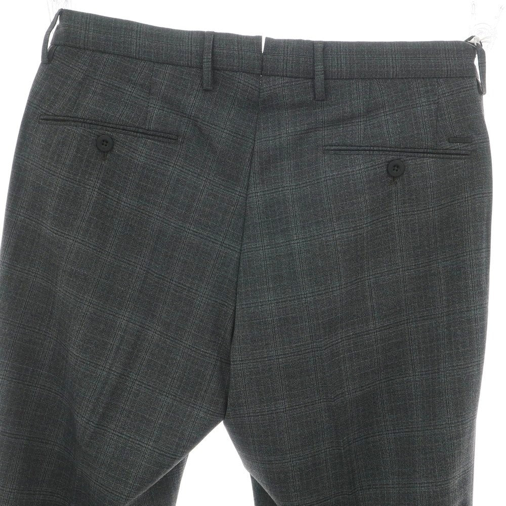 【新品】インコテックス スローウェア INCOTEX SLOWEAR TEKNOSARTORIAL ストレッチ ポリエステルウール チェック ドレススラックスパンツ ダークグレーxブラック【 48 】【 状態ランクN 】【 メンズ 】