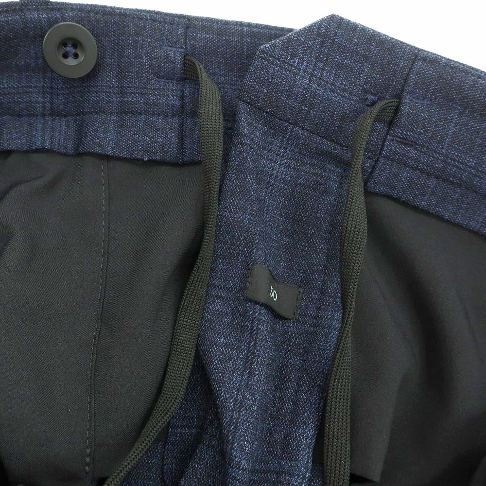 【新品】インコテックス スローウェア INCOTEX SLOWEAR TEKNOSARTORIAL ストレッチ ポリエステルウール チェック イージースラックスパンツ ネイビーxブラック【 50 】【 状態ランクN 】【 メンズ 】