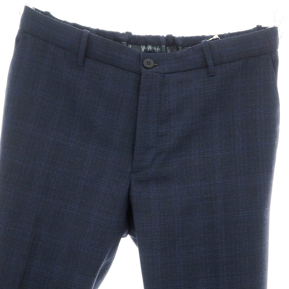 【新品】インコテックス スローウェア INCOTEX SLOWEAR TEKNOSARTORIAL ストレッチ ポリエステルウール チェック イージースラックスパンツ ネイビーxブラック【 50 】【 状態ランクN 】【 メンズ 】