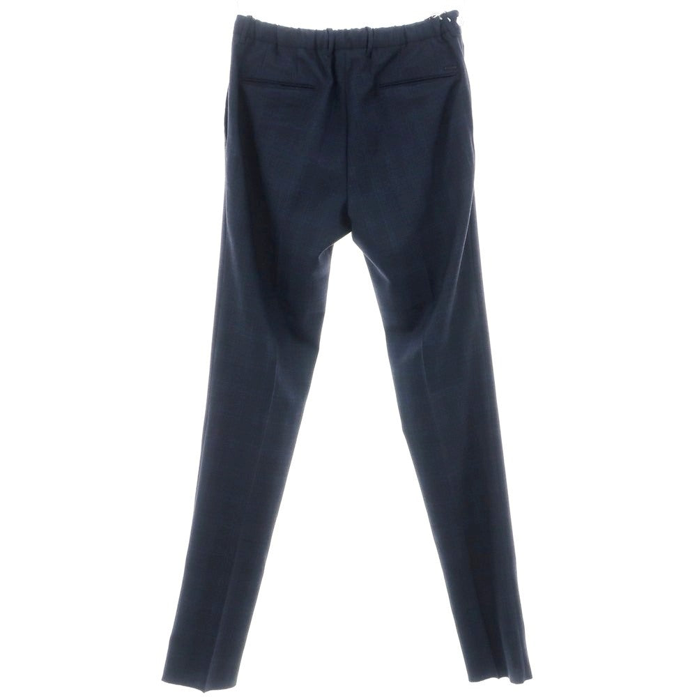 【新品】インコテックス スローウェア INCOTEX SLOWEAR TEKNOSARTORIAL ストレッチ ポリエステルウール チェック イージースラックスパンツ ネイビーxブラック【 50 】【 状態ランクN 】【 メンズ 】