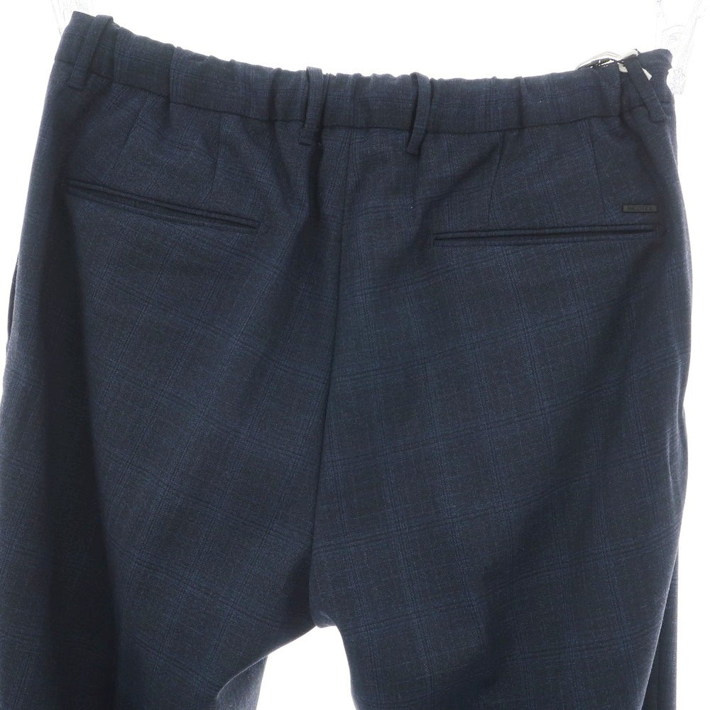 【新品】インコテックス スローウェア INCOTEX SLOWEAR TEKNOSARTORIAL ストレッチ ポリエステルウール チェック イージースラックスパンツ ネイビーxブラック【 50 】【 状態ランクN 】【 メンズ 】