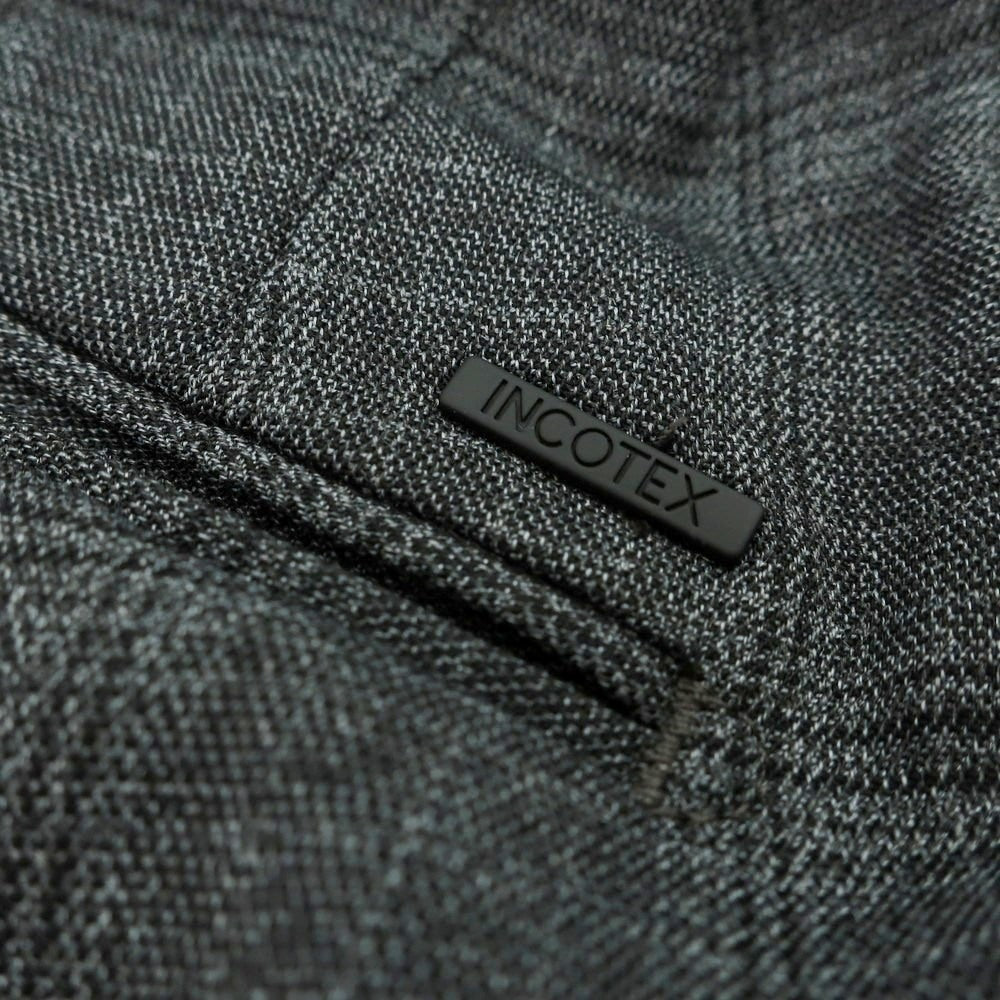 【新品】インコテックス スローウェア INCOTEX SLOWEAR TEKNOSARTORIAL ストレッチ ポリエステルウール チェック イージースラックスパンツ ダークグレーxブラック【 46 】【 状態ランクN 】【 メンズ 】