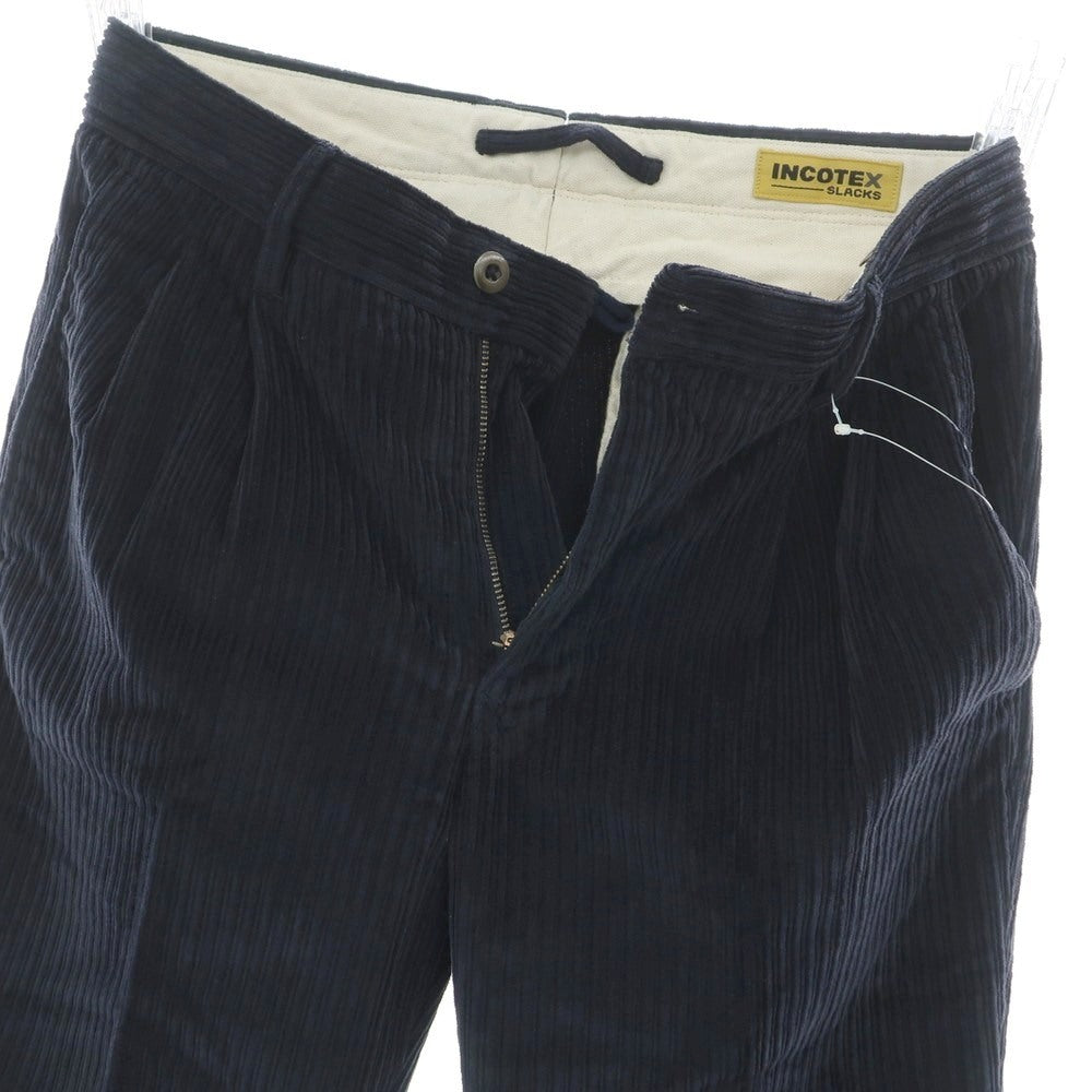 【新品】インコテックス スラックス INCOTEX SLACKS ストレッチ コットン 太畝 コーデュロイパンツ ネイビー【 30 】【 状態ランクN 】【 メンズ 】