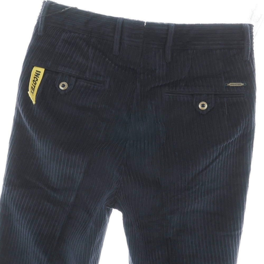 【新品】インコテックス スラックス INCOTEX SLACKS ストレッチ コットン 太畝 コーデュロイパンツ ネイビー【 30 】【 状態ランクN 】【 メンズ 】