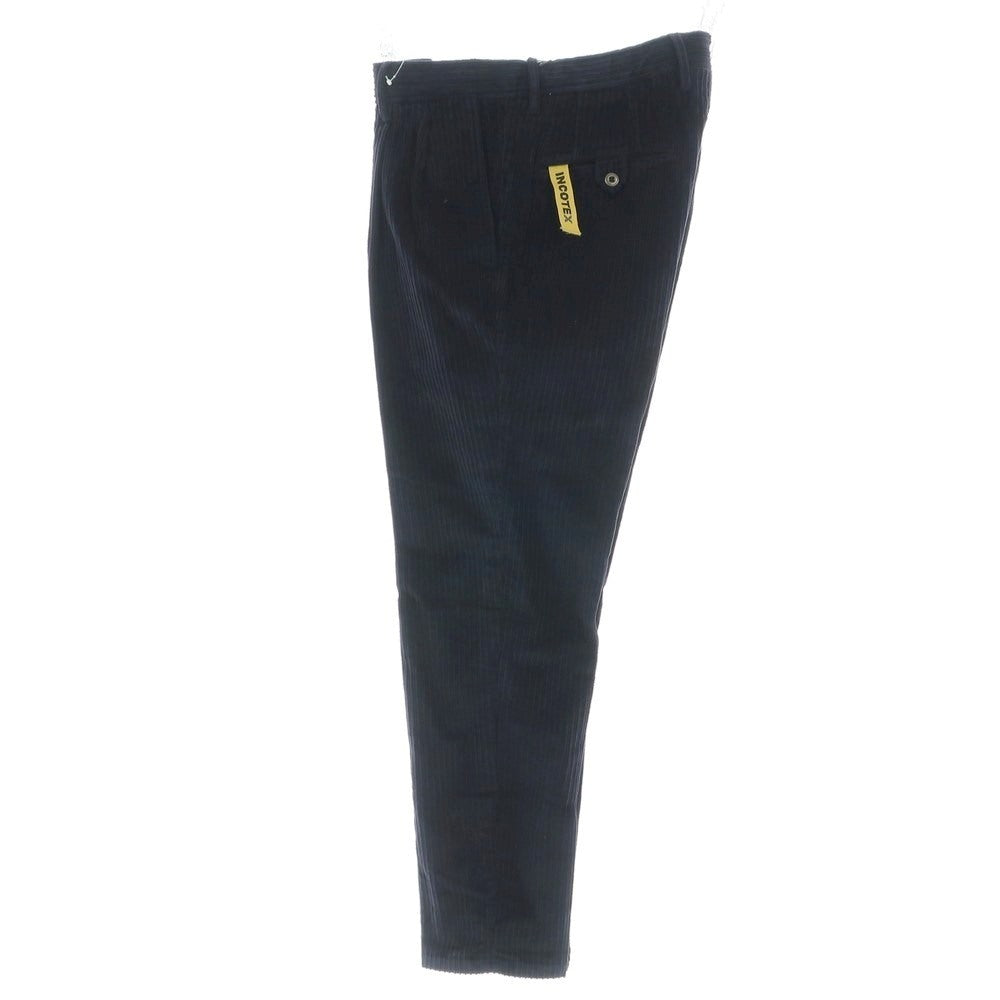 【新品】インコテックス スラックス INCOTEX SLACKS ストレッチ コットン 太畝 コーデュロイパンツ ネイビー【 33 】【 状態ランクN 】【 メンズ 】