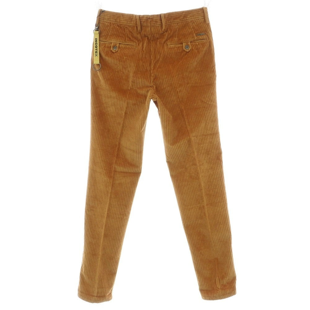 【新品】インコテックス スラックス INCOTEX SLACKS ストレッチ コットン 太畝 コーデュロイパンツ オレンジブラウン【 32 】【 状態ランクN 】【 メンズ 】
