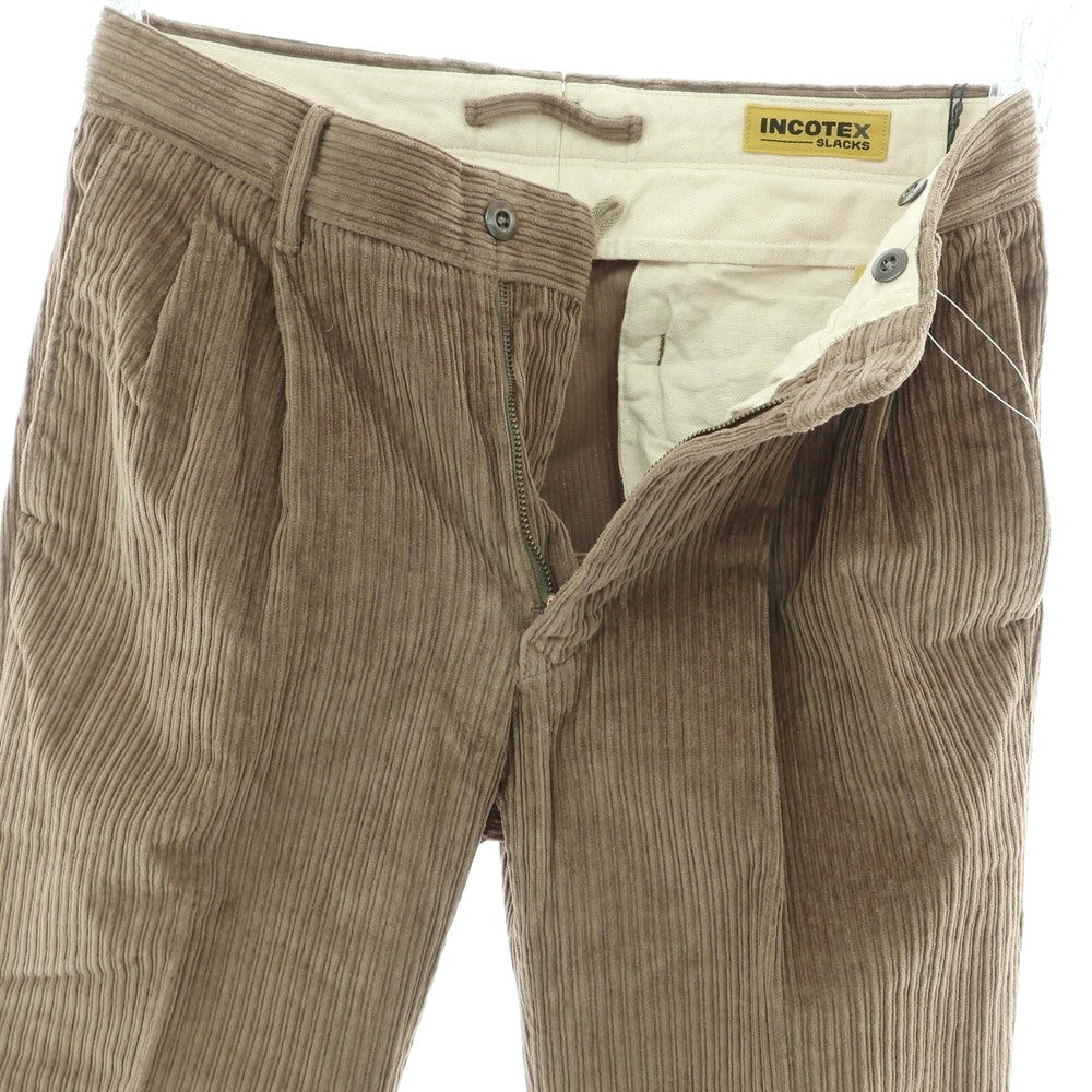 【新品】インコテックス スラックス INCOTEX SLACKS ストレッチ コットン 太畝 コーデュロイパンツ グレージュ【 32 】【 状態ランクN 】【 メンズ 】