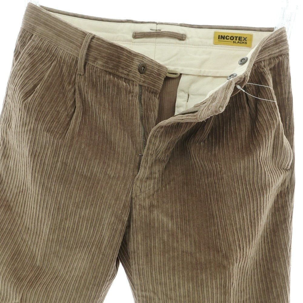 【新品】インコテックス スラックス INCOTEX SLACKS ストレッチ コットン 太畝 コーデュロイパンツ グレージュ【 33 】【 状態ランクN 】【 メンズ 】