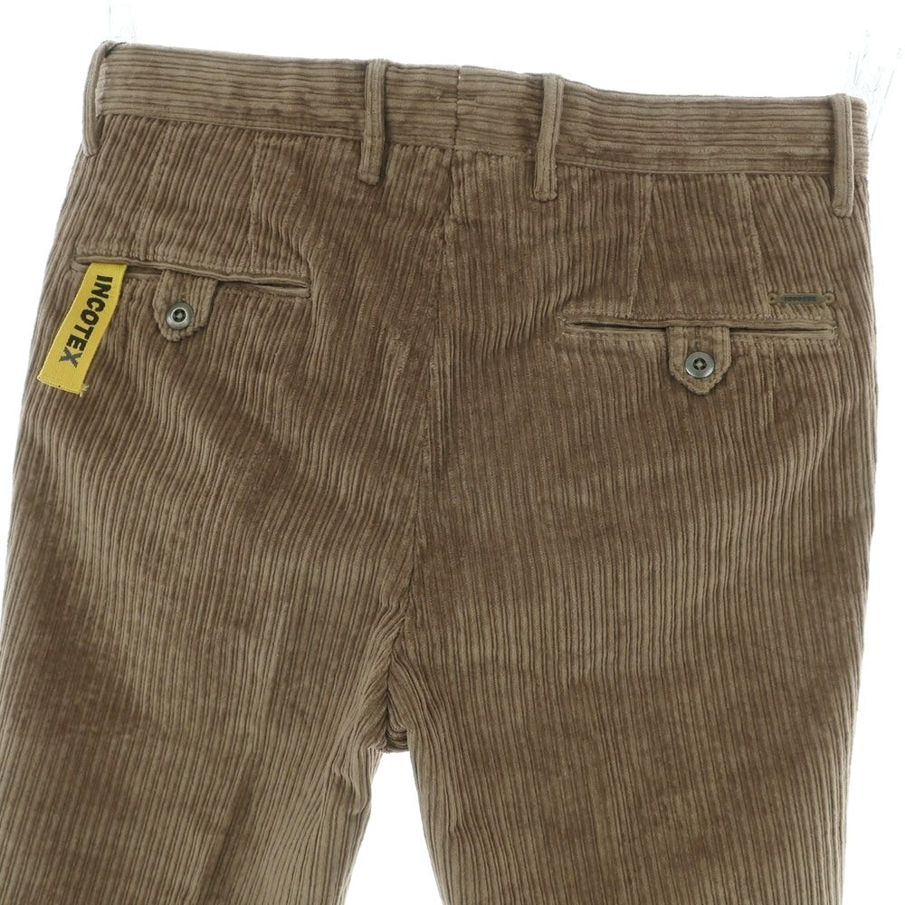 【新品】インコテックス スラックス INCOTEX SLACKS ストレッチ コットン 太畝 コーデュロイパンツ グレージュ【 33 】【 状態ランクN 】【 メンズ 】