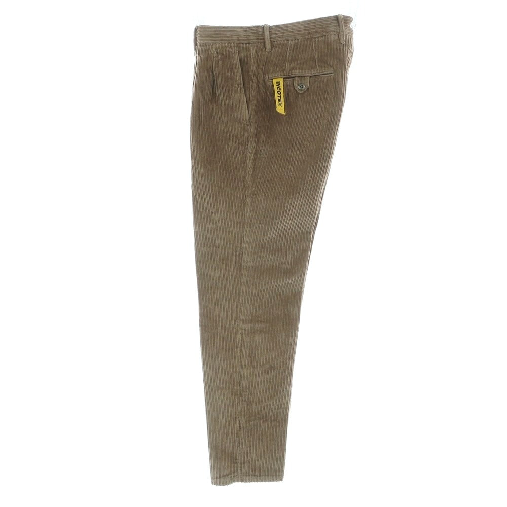 【新品】インコテックス スラックス INCOTEX SLACKS ストレッチ コットン 太畝 コーデュロイパンツ グレージュ【 33 】【 状態ランクN 】【 メンズ 】