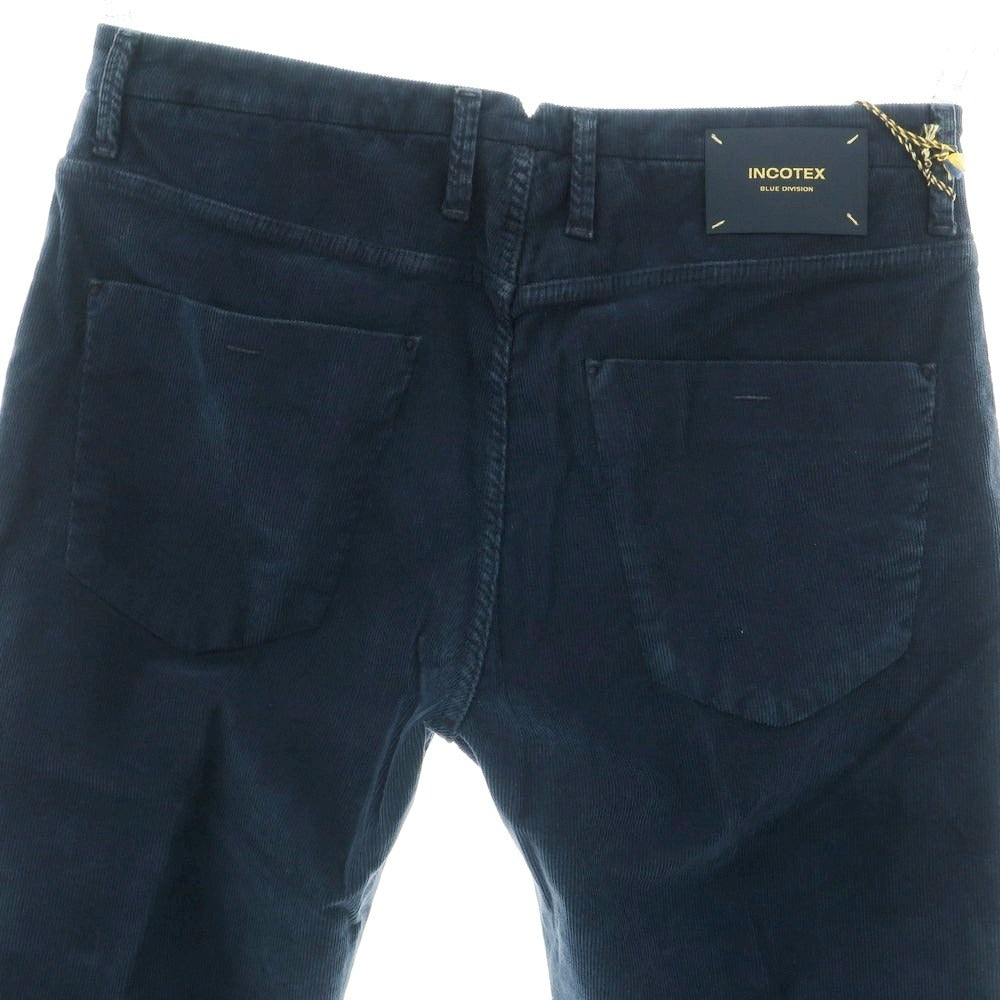 【新品】インコテックス ブルーディヴィジョン INCOTEX BLUE DIVISION TAILOR MADE 細畝コーデュロイ 5ポケットパンツ ネイビー【 33 】【 状態ランクN 】【 メンズ 】