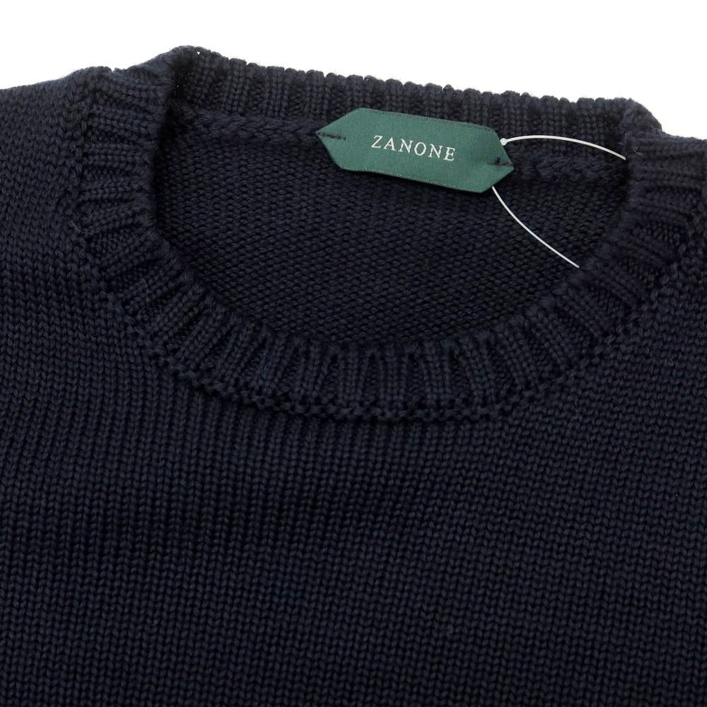 【新品】ザノーネ ZANONE ミドルゲージウール クルーネック ニット ネイビー【 46 】【 状態ランクN 】【 メンズ 】