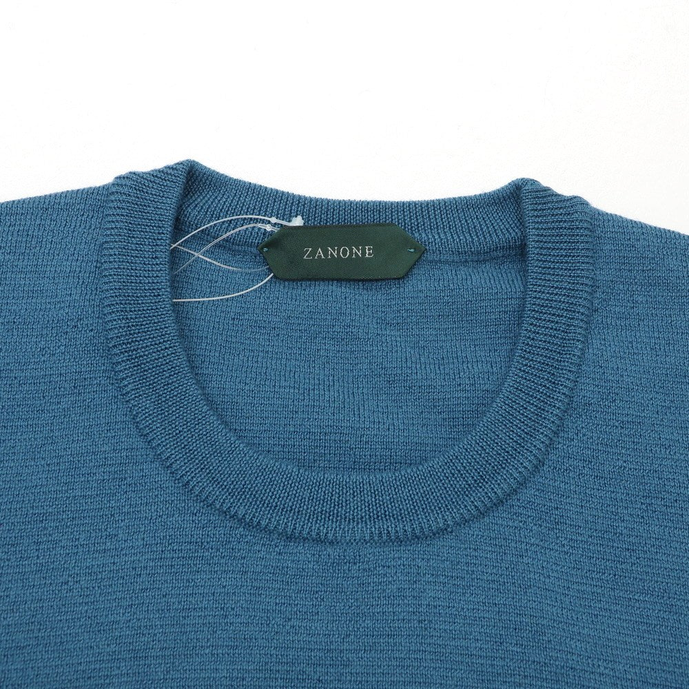 【新品】ザノーネ ZANONE ウール クルーネック  プルオーバーニット ブルー【 52 】【 状態ランクN 】【 メンズ 】