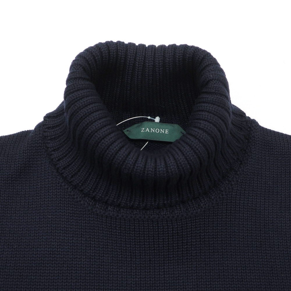 【新品】ザノーネ ZANONE ミドルゲージ ウール タートルネック プルオーバーニット ネイビー【 54 】【 状態ランクN 】【 メンズ 】