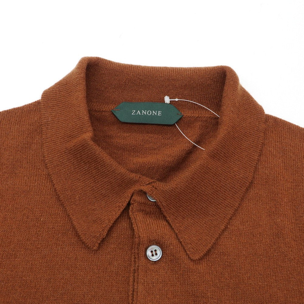 【新品】ザノーネ ZANONE ウールカシミヤ 長袖 ポロニット ブラウン【 46 】【 状態ランクN 】【 メンズ 】