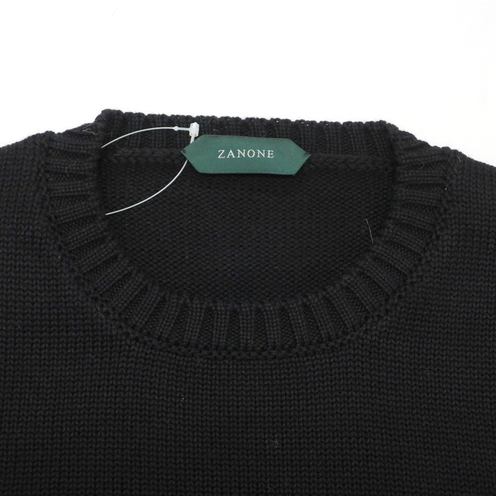 【新品】ザノーネ ZANONE ミドルゲージ ウール クルーネック プルオーバーニット ブラック【 46 】【 状態ランクN 】【 メンズ 】