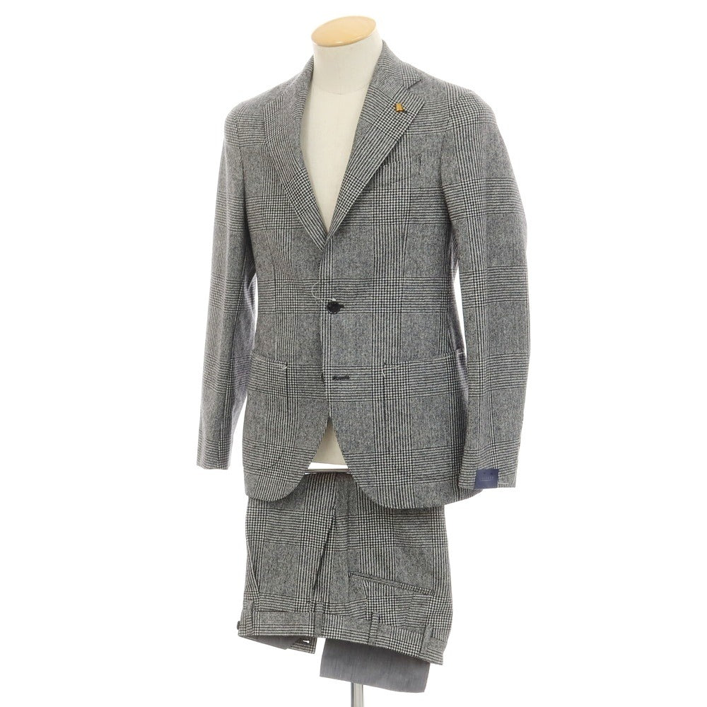 【新品】サルトリア ラトーレ SARTORIA LATORRE ウール チェック 2つボタンスーツ ホワイトxブラック【 44 】【 状態ランクN 】【 メンズ 】