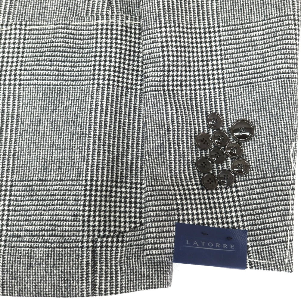 【新品】サルトリア ラトーレ SARTORIA LATORRE ウール チェック 2つボタンスーツ ホワイトxブラック【 44 】【 状態ランクN 】【 メンズ 】