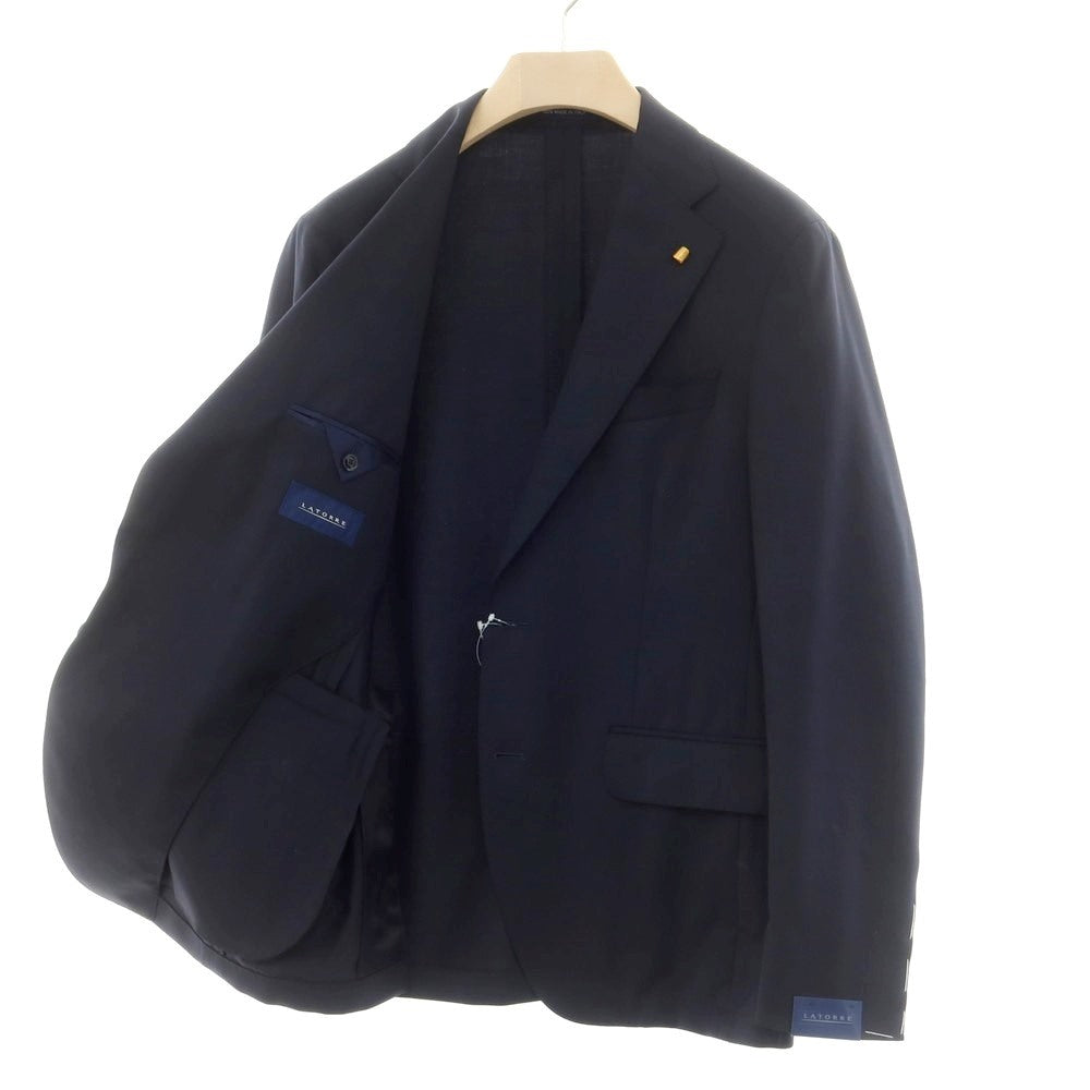 【新品】サルトリア ラトーレ SARTORIA LATORRE ストレッチウール 2つボタンスーツ ネイビー【 52 】【 状態ランクN 】【 メンズ 】