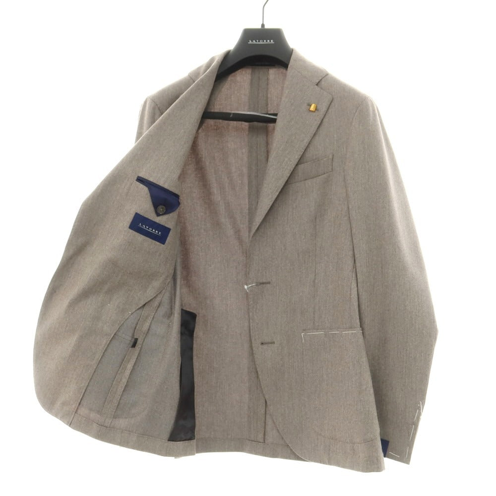 【新品】サルトリア ラトーレ SARTORIA LATORRE ストレッチウール 2つボタンスーツ グレージュ【 44 】【 状態ランクN 】【 メンズ 】