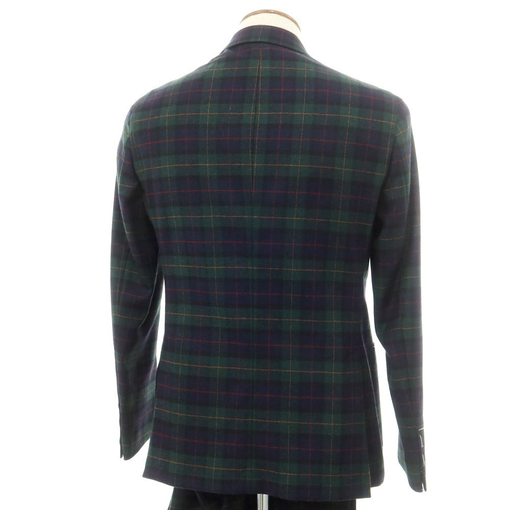 【新品】サルトリア ラトーレ SARTORIA LATORRE ウールナイロン チェック 2つボタンスーツ ネイビーxグリーン【 46 】【 状態ランクN 】【 メンズ 】