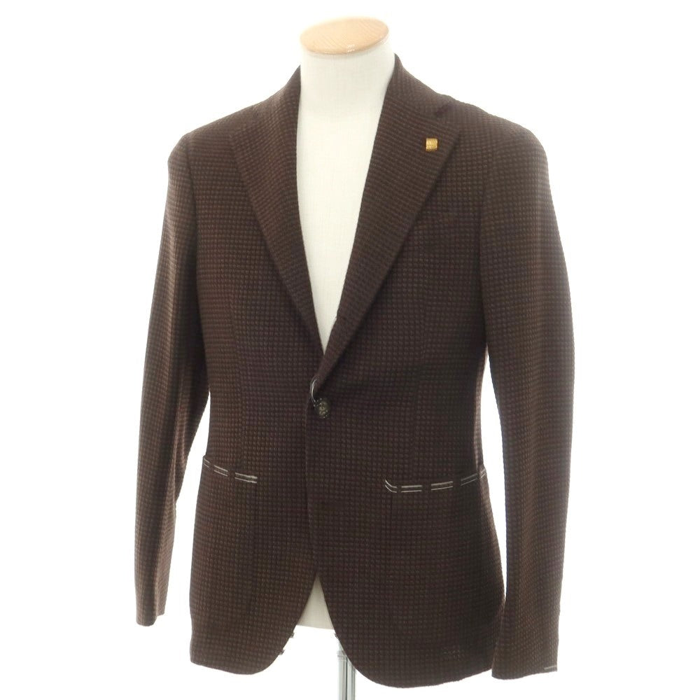 【新品】サルトリア ラトーレ SARTORIA LATORRE ウールジャージー テーラードジャケット ブラウンxブラック【 44 】【 状態ランクN 】【 メンズ 】