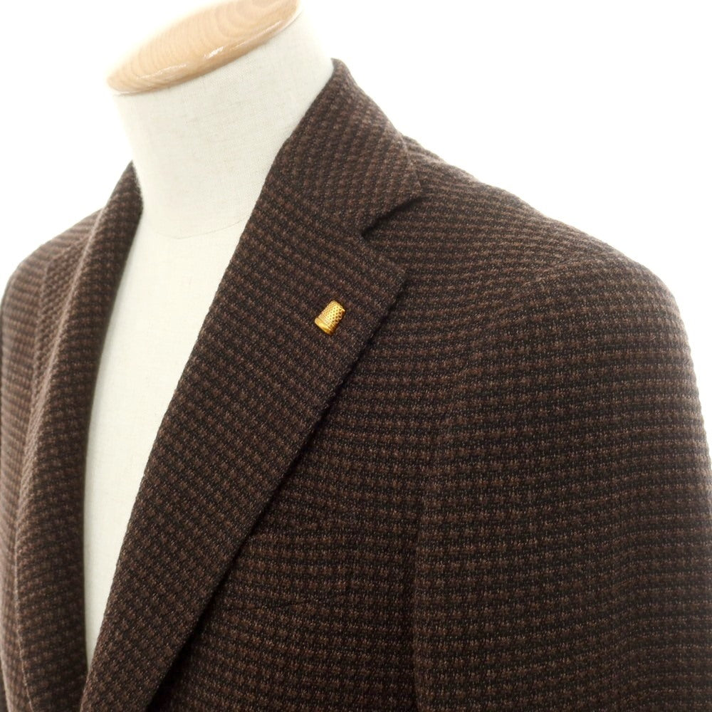 【新品】サルトリア ラトーレ SARTORIA LATORRE ウールジャージー テーラードジャケット ブラウンxブラック【 44 】【 状態ランクN 】【 メンズ 】