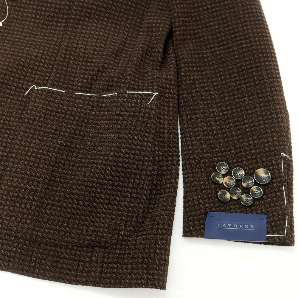 【新品】サルトリア ラトーレ SARTORIA LATORRE ウールジャージー テーラードジャケット ブラウンxブラック【 44 】【 状態ランクN 】【 メンズ 】