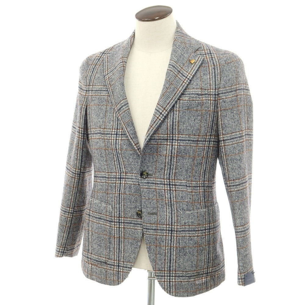 【新品】サルトリア ラトーレ SARTORIA LATORRE ウールアルパカ チェック テーラードジャケット ネイビーxホワイト【 48 】【 状態ランクN 】【 メンズ 】