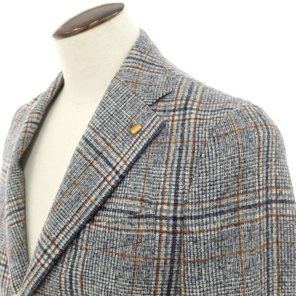 【新品】サルトリア ラトーレ SARTORIA LATORRE ウールアルパカ チェック テーラードジャケット ネイビーxホワイト【 48 】【 状態ランクN 】【 メンズ 】