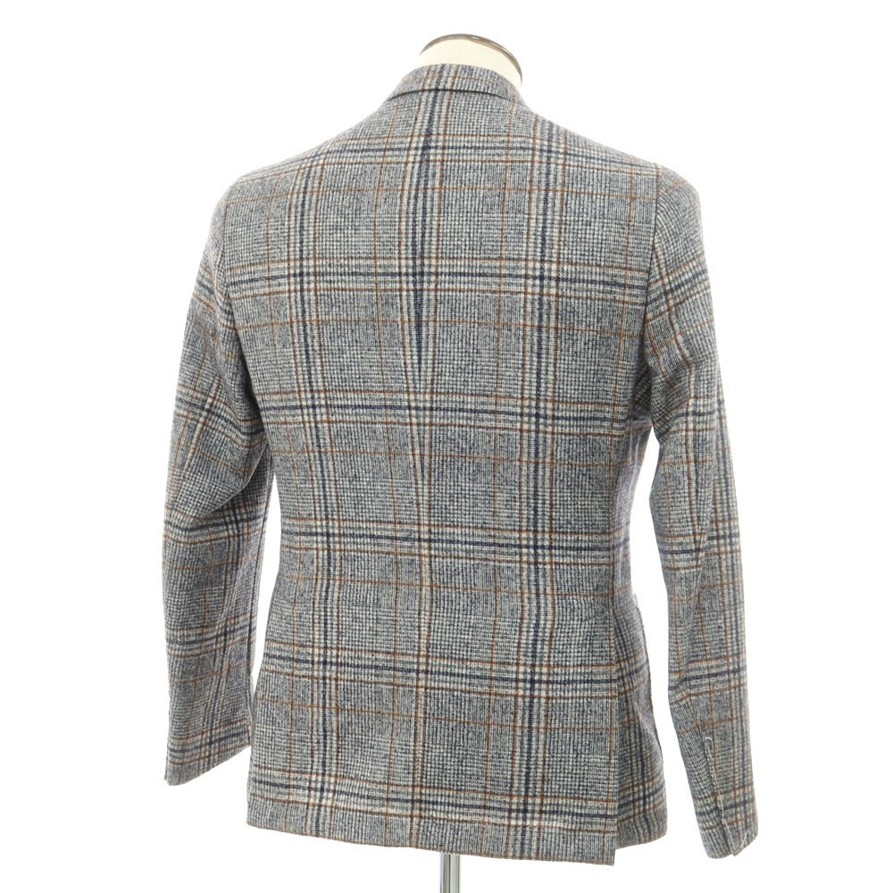 【新品】サルトリア ラトーレ SARTORIA LATORRE ウールアルパカ チェック テーラードジャケット ネイビーxホワイト【 48 】【 状態ランクN 】【 メンズ 】