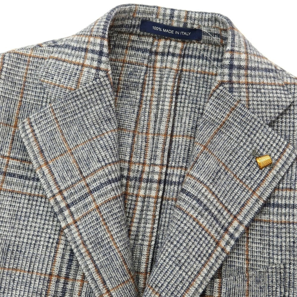 【新品】サルトリア ラトーレ SARTORIA LATORRE ウールアルパカ チェック テーラードジャケット ネイビーxホワイト【 48 】【 状態ランクN 】【 メンズ 】