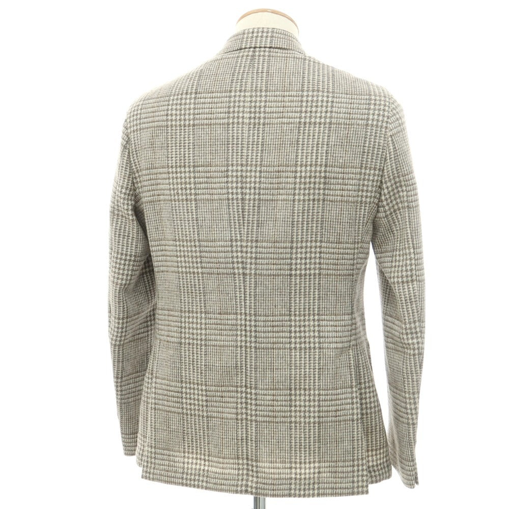 【新品】サルトリア ラトーレ SARTORIA LATORRE ウール チェック テーラードジャケット オフホワイトxグレー×ブラウン【 46 】【 状態ランクN 】【 メンズ 】