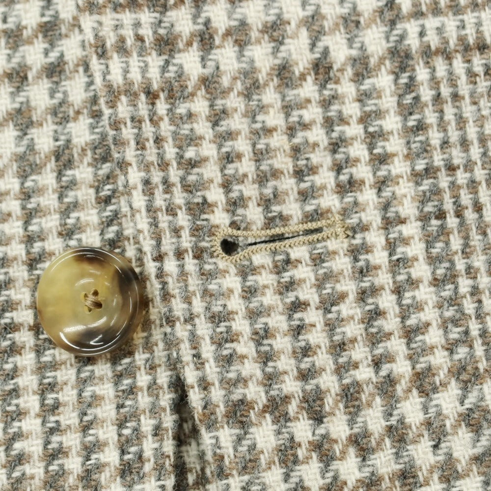 【新品】サルトリア ラトーレ SARTORIA LATORRE ウール チェック テーラードジャケット オフホワイトxグレー×ブラウン【 46 】【 状態ランクN 】【 メンズ 】
