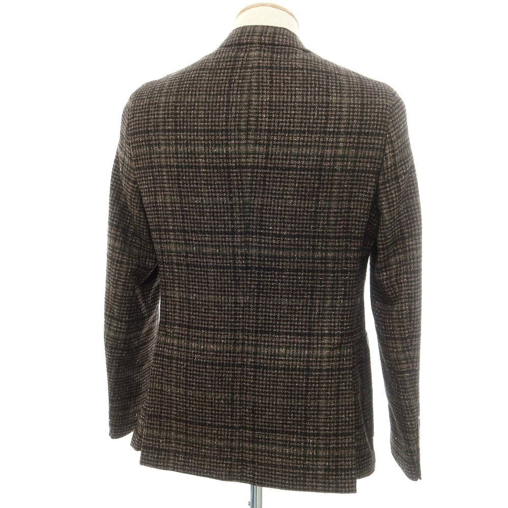 【新品】サルトリア ラトーレ SARTORIA LATORRE ウールシルク チェック テーラードジャケット ブラウンxブラック×グリーン【 44 】【 状態ランクN 】【 メンズ 】