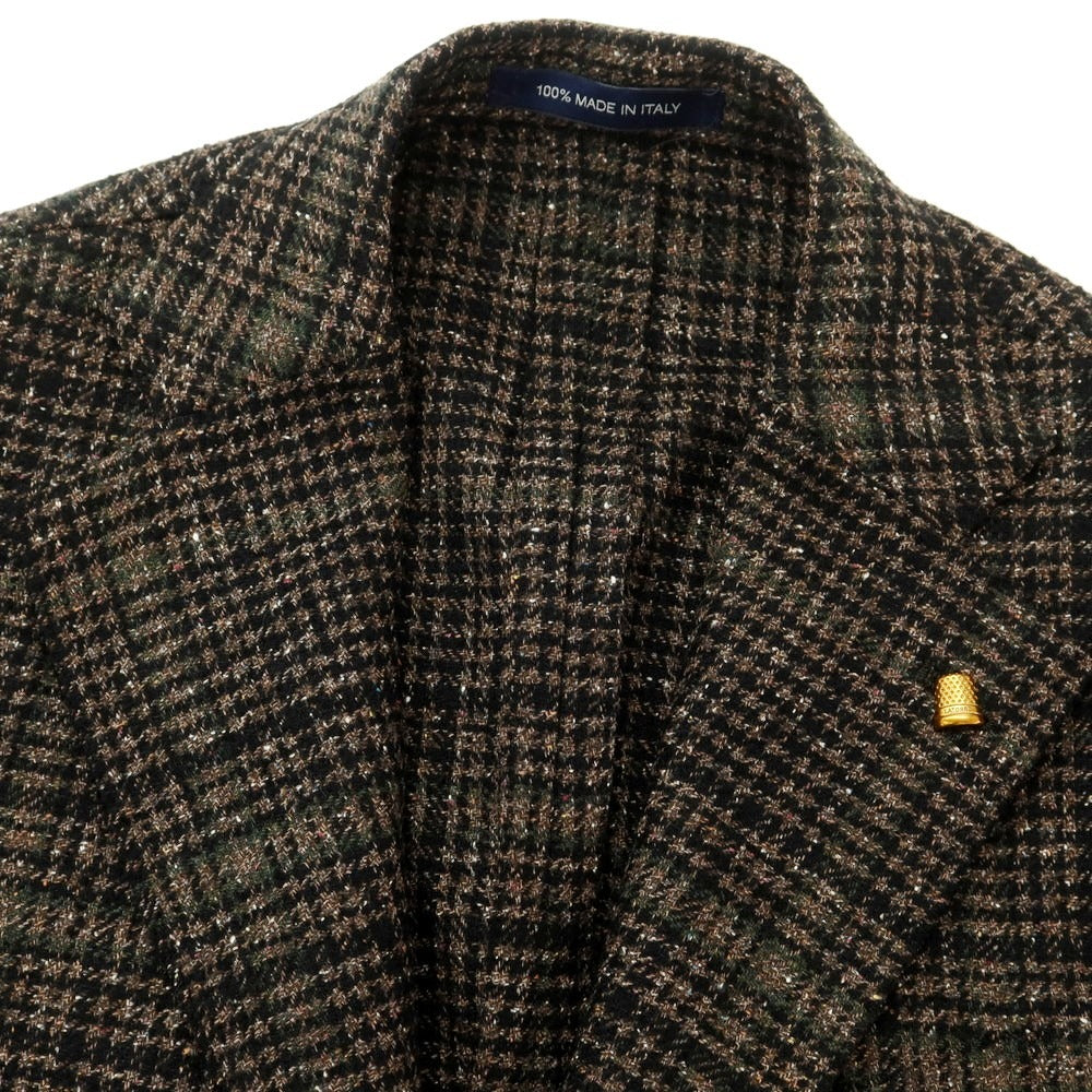 【新品】サルトリア ラトーレ SARTORIA LATORRE ウールシルク チェック テーラードジャケット ブラウンxブラック×グリーン【 44 】【 状態ランクN 】【 メンズ 】