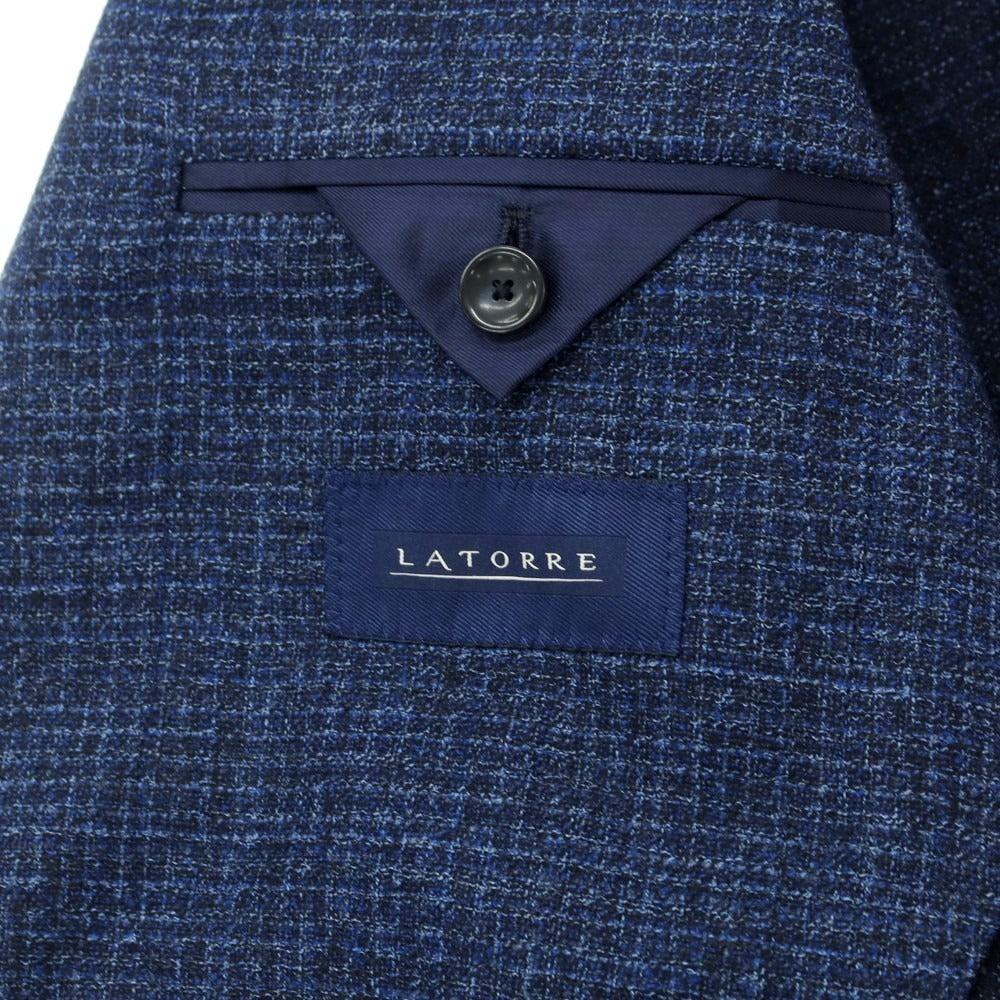 【新品】サルトリア ラトーレ SARTORIA LATORRE ウールコットン テーラードジャケット ネイビーxブルー【 44 】【 状態ランクN 】【 メンズ 】