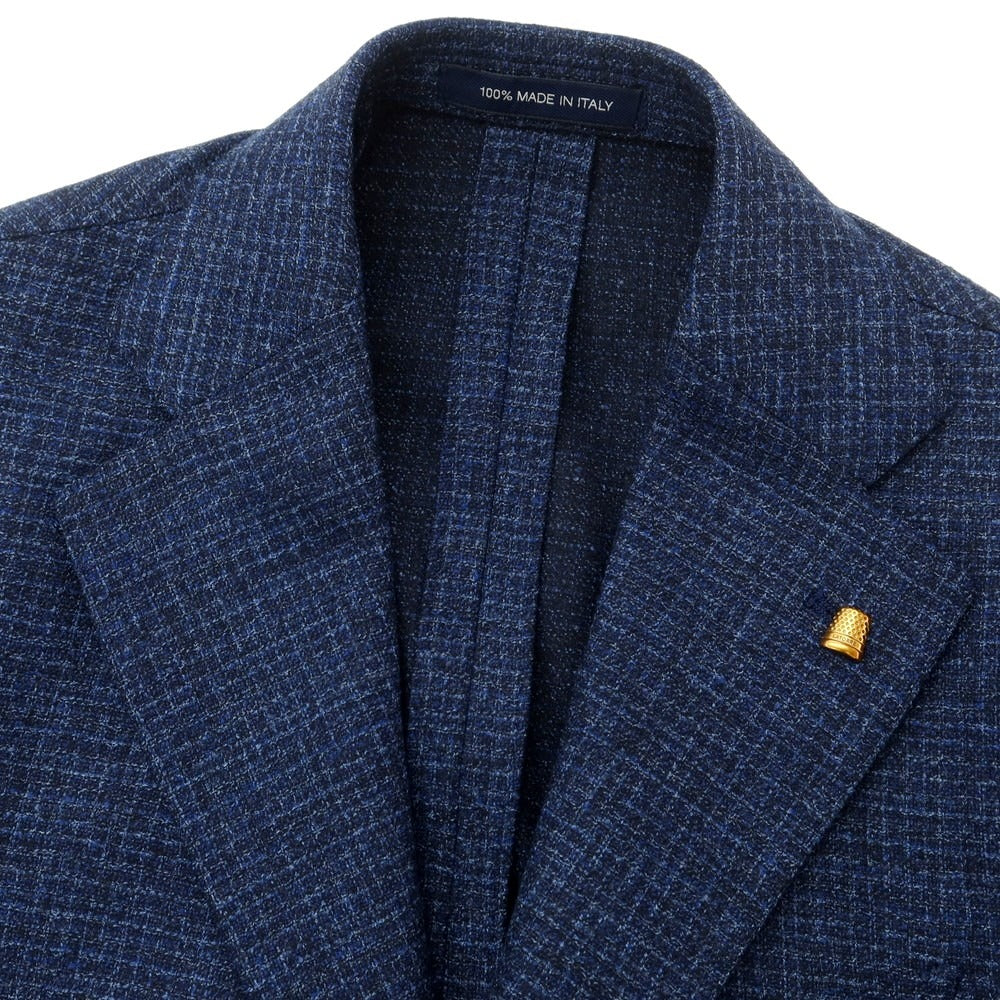 【新品】サルトリア ラトーレ SARTORIA LATORRE ウールコットン テーラードジャケット ネイビーxブルー【 44 】【 状態ランクN 】【 メンズ 】