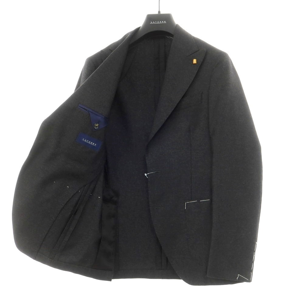 【新品】サルトリア ラトーレ SARTORIA LATORRE カシミヤシルク テーラードジャケット チャコールグレー【 44 】【 状態ランクN 】【 メンズ 】