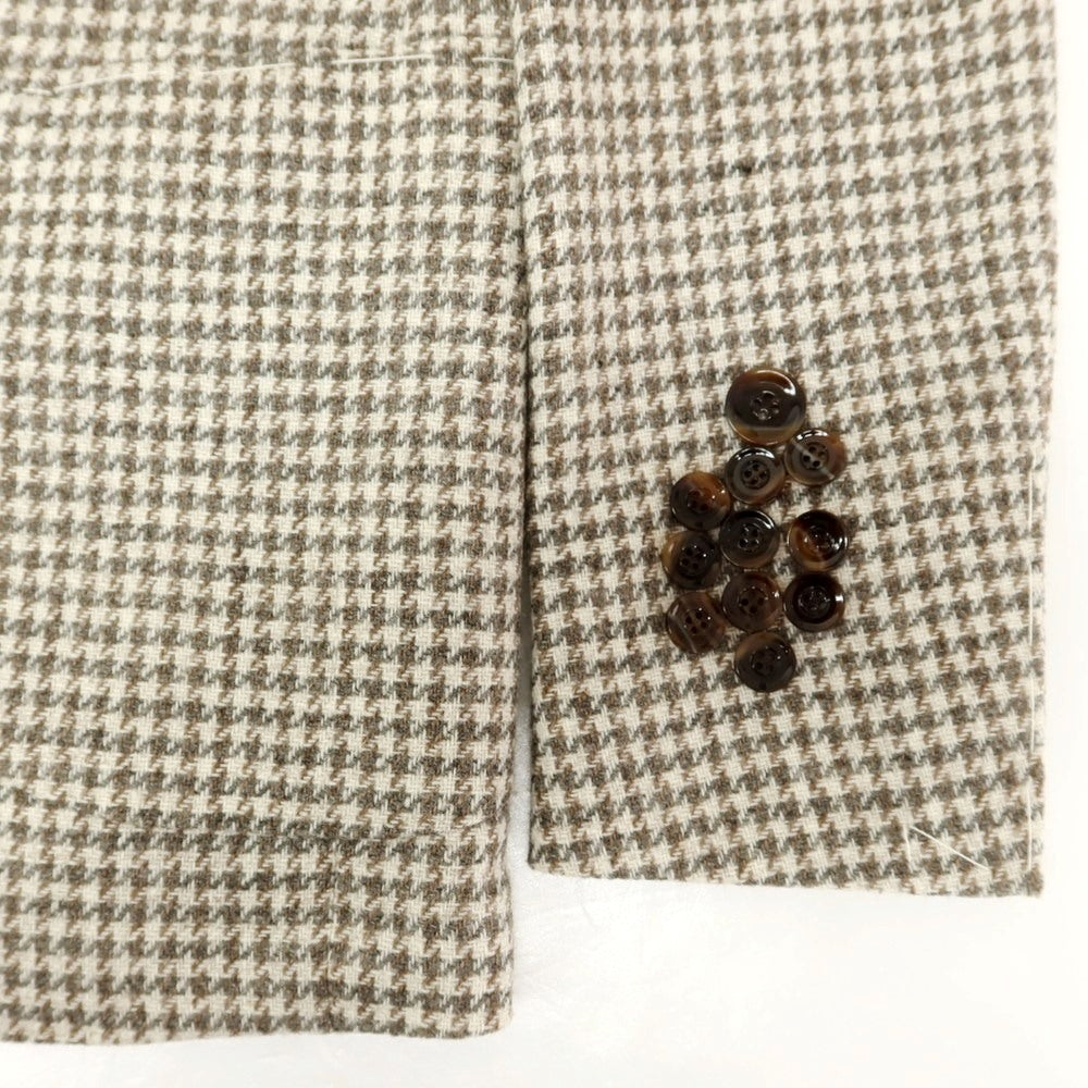 【新品】サルトリア ラトーレ SARTORIA LATORRE ウール チェック テーラードジャケット オフホワイトxグレー×ブラウン【 44 】【 状態ランクN 】【 メンズ 】