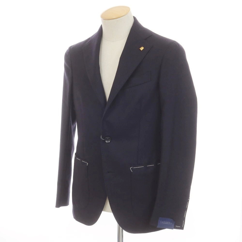 【新品】サルトリア ラトーレ SARTORIA LATORRE ウールカシミヤ テーラードジャケット ダークネイビー【 44 】【 状態ランクN 】【 メンズ 】